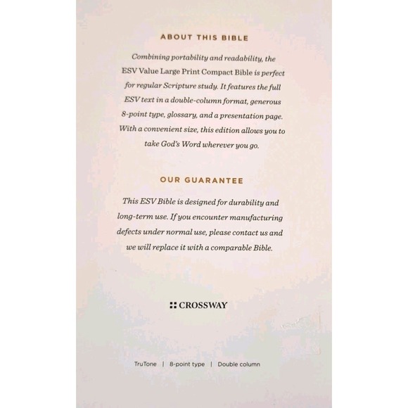 ESV Value Large Print Compact Bible TruTone Teal Ornament Design NEW - Picture 5 of 10